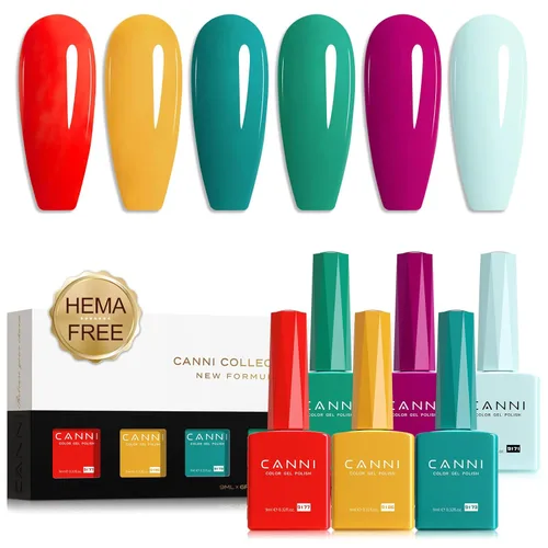 Miniatura 37 de CANNI Kit de esmalte de uñas de gel, 6 colores, rosa nude, 0.3 fl oz, tonos de piel, uñas francesas, marrón neutro, kit de uñas de gel para remojar