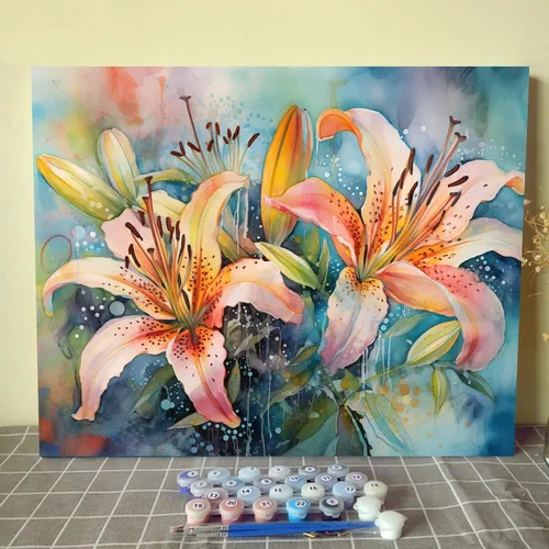 Miniatura 25 de Tucocoo Kits de pintura de paisaje de girasoles por números con pinceles y pigmento acrílico sobre lienzo para adultos, patrón de mariposas y flores