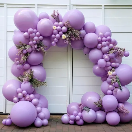 Miniatura 16 de Guirnalda de globos pastel de doble relleno, color rosa, morado, verde, arco de globos colorido, kit de látex metálico dorado para sirena, baby