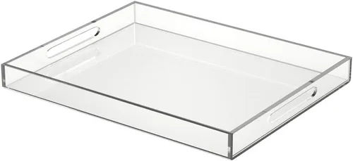 Miniatura 17 de NIUBEE Bandeja acrílica para servir de 12 x 12 pulgadas -a prueba de derrames- bandeja organizadora decorativa para mesa de café otomana y encimera
