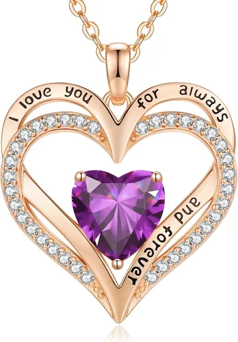 Miniatura 109 de CDE Collares de piedra natal para mujer, plata de ley 925, collar con colgante de corazón para siempre, Navidad, cumpleaños, aniversario, día de San