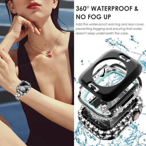 Miniatura 2 de Surace - Correa compatible con Apple Watch de 1.57 pulgadas para mujer series 6, 5 y 4, brazalete de eslabones brillantes con diamantes de brillo