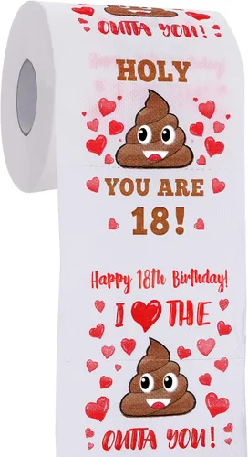 Regalos de cumpleaños número 18 para niños o niñas - Papel higiénico de broma feliz - Decoraciones de cumpleaños número 18, suministros de fiesta -