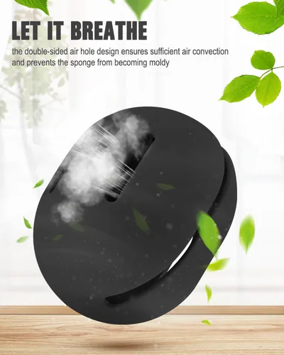 Miniatura 6 de FERYES Soporte para esponja de maquillaje – Estuche para mezclador de maquillaje de silicona resistente a roturas y ecológico para viajes - Negro