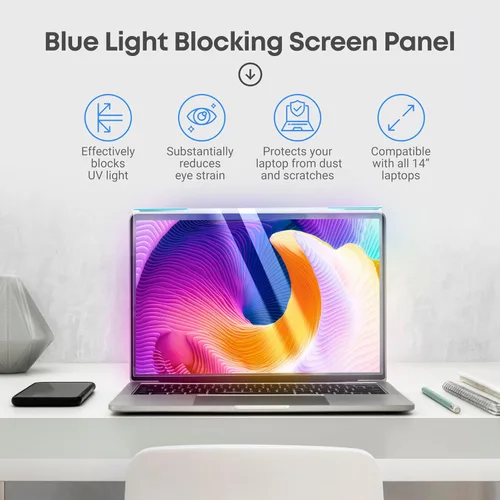 Miniatura 3 de VINTEZ Protector de pantalla de luz azul para monitor de computadora y portátil de 14 pulgadas, película de bloqueo de luz azul anti-UV para PC