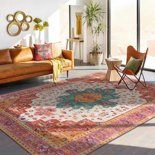 Miniatura 46 de Moynesa Alfombra de pasillo ultra fina lavable de 2 x 6 pies, antideslizante, resistente a las manchas, alfombra vintage que no desprende para Gris