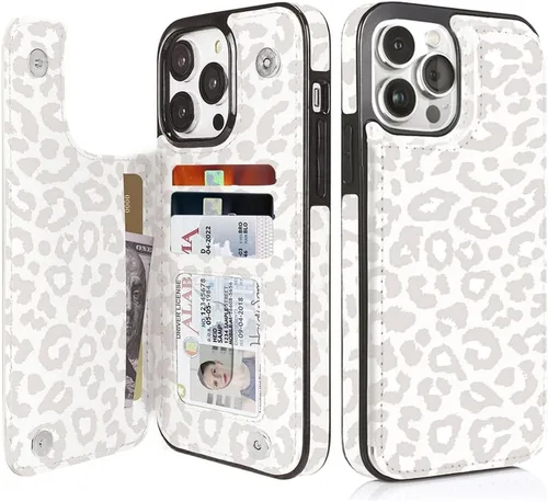Miniatura 10 de uCOLOR Funda compatible con iPhone 15 de 6.1 pulgadas con ranura para tarjetero, función atril, doble cierre magnético y bloqueo RFID, funda de 6.1