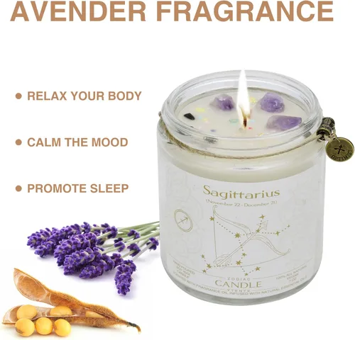 Miniatura 4 de Velas de Signo del Zodiaco, Velas con Signo de Cristal del Zodiaco, Velas Perfumadas de Astrología Regalos para Mejores Amigos para Mujeres, Hombres
