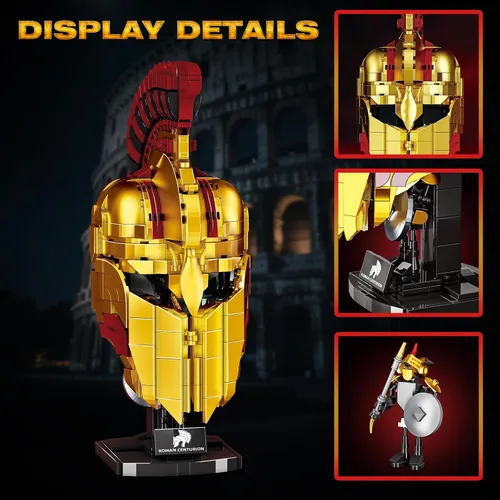 Miniatura 2 de Ideas Casco de Centurión Romano Juego de Construcción, Modelo de Exhibición para el Hogar de Casco de Soldado Genial Coleccionable, Compatible