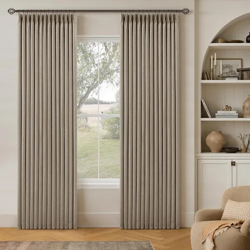 Miniatura 89 de Juego de 2 paneles de cortinas plisadas negras de 80 pulgadas para sala de estar, cortinas plisadas de lino con forro de 80 pulgadas de largo, 100%