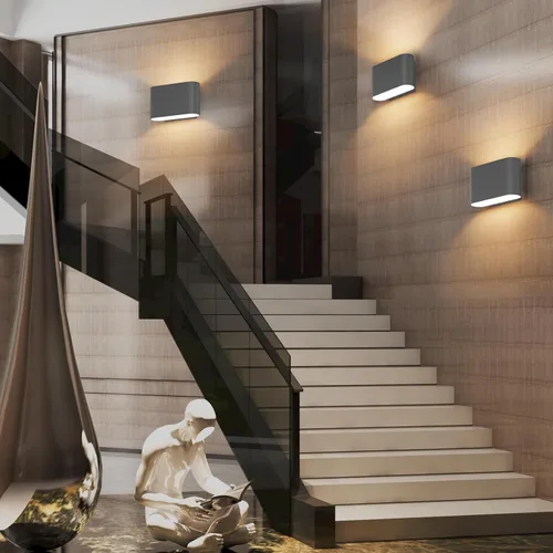 Miniatura 8 de Aipsun Juego de 2 Apliques de Pared LED Modernos Negros Luces de Pared para Interiores con Cableado Fijo Hacia Arriba y Hacia Abajo Luz de Montaje