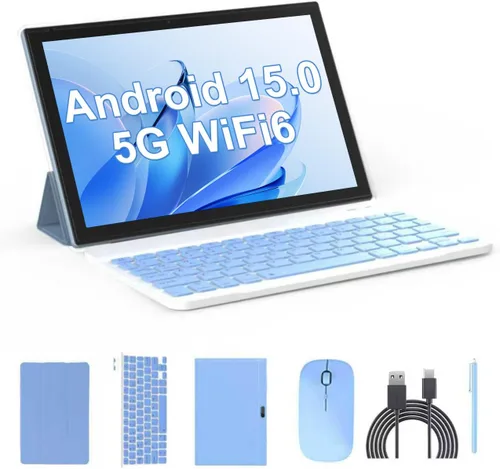 Miniatura 8 de Tableta 2 en 1, tabletas de 10 pulgadas Android 14, set de tableta con teclado, estuche, ratón, lápiz capacitivo, 8GB+64GB/1TB de expansión