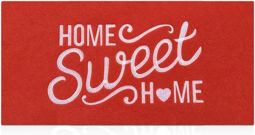 Miniatura 25 de Alfombra de bienvenida para puerta para interiores y exteriores, con parte trasera de goma antideslizante, “Home Sweet Home”, absorbe el barro