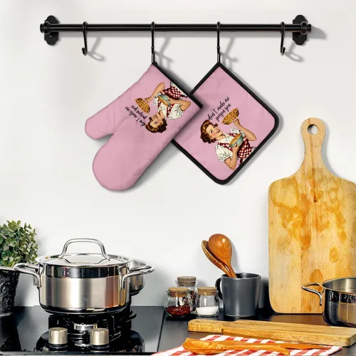 Miniatura 4 de Don't Make Me Poison You - Divertidos guantes de horno y soportes para ollas, divertidos guantes de cocina retro para mujeres, regalos de amas
