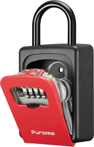 Miniatura 13 de Puroma Caja de Seguridad, Caja de Seguridad Grande con Llave, Código de Combinación Reiniciable, Caja de Seguridad Portátil para Montaje en Pared