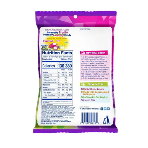 Miniatura 2 de HI-CHEW Mezcla Superfruit, 3.17 oz, 6 piezas, sin gluten, elaborada con sabores de frutas naturales y artificiales