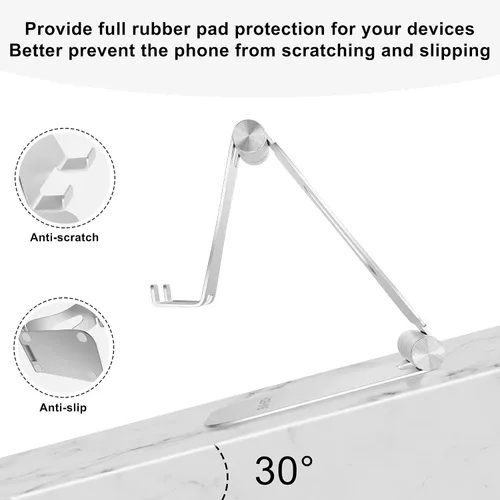 Miniatura 3 de YOSHINE - Soporte ajustable para teléfono celular, soporte plegable para teléfono celular, base de aluminio sólido actualizada, soporte portátil