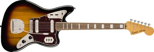 Squier Classic Vibe - Guitarra eléctrica Jaguar de los años 70, con 2 años de garantía, 3 colores Sunburst, diapasón de laurel