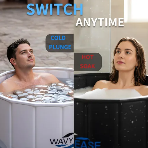 Miniatura 3 de WAVYEASE Bañera portátil para adultos - (31.5 pulgadas de largo x 26 pulgadas de alto) bañera fría plegable para recuperación - Bañera de remojo