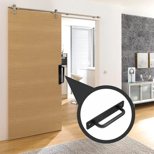 Miniatura 7 de Paquete de 2 tiradores de puerta de granero de 5 pulgadas, manijas de base larga para cobertizo, puerta con tornillos de montaje
