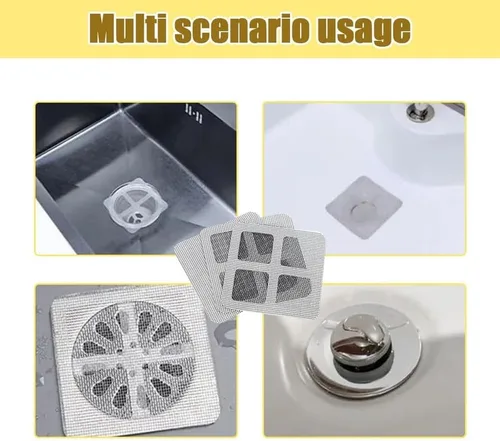 Miniatura 6 de Calcomanías Desechables para Drenaje de Cabello, Cubierta Desechable de Salida de Ducha de 4" X 4" con Calcomanías de Malla Atrapa-Cabellos