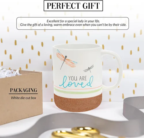 Miniatura 3 de Pavilion Gift Company You Are Loved - Taza de cerámica de 16 onzas con fondo glaseado de arena, libélula, taza de café de mango grande, regalo
