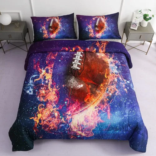 Miniatura 12 de Juegos de Edredón de Béisbol Deportivo Tamaño Queen Full - Juego de Cama de 3 Piezas Ice Flame Galaxy Béisbol para Niños Colcha Cubrecama