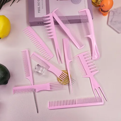 Miniatura 4 de Juego de 10 peines profesionales para peinados - Peines de púa de dientes gruesos y finos para peluquería