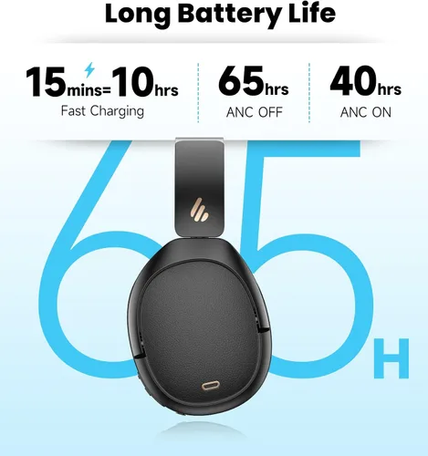 Miniatura 8 de Edifier W80 - Auriculares de diadema con cancelación activa de ruido de -49dB, LDAC de alta resolución con cable e inalámbricos, llamada clara AI