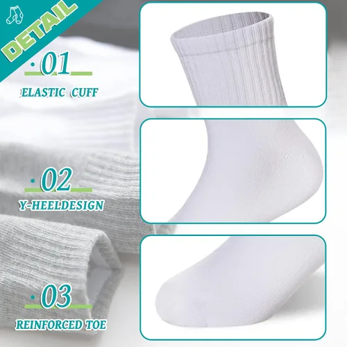 Miniatura 4 de Eyean Calcetines Deportivos Tipo Crew para Niños y Niñas de Algodón para Uniforme Escolar Casuales Básicos 6 Pares