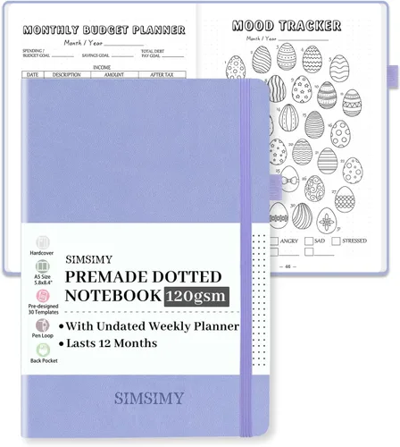 Miniatura 14 de Cuaderno de Diario Punteado Prefabricado con Plantillas de Viñetas, Diario de Puntillado en Rejilla de Puntos Prefabricado con Planificador Semanal