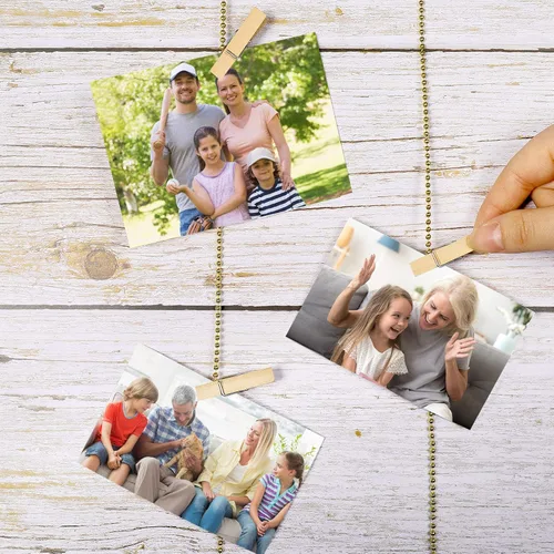 Miniatura 4 de Marco de fotos para regalos de abuela, marco de fotos para nietos con clips de madera y cuerdas redondas de cuentas para decoración del hogar, 15 x