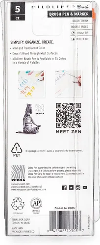 Miniatura 3 de Zebra Pen Mildliner 79505 - Bolígrafo de doble punta, punta ultrafina, colores de tinta amigables, multicolor, paquete de 5
