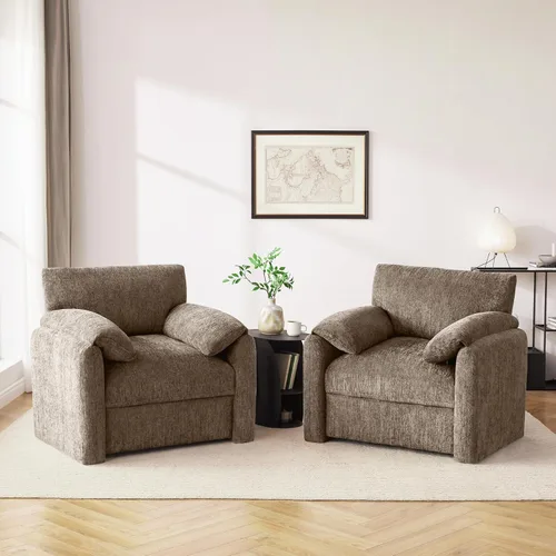 Miniatura 9 de Howjoe Sillón Extragrande de Chenilla, Sillas de Acento de 38.6 Pulgadas de Ancho para Sala de Estar y Dormitorio Silla de Descanso Moderna, Silla