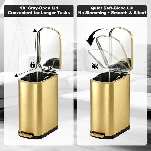 Miniatura 4 de SYNCVIBE Bote de basura Gold 28