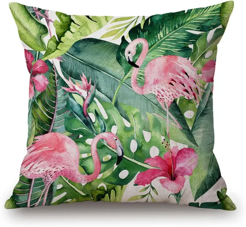 Miniatura 17 de Solekla Funda de almohada cuadrada de lino y algodón con flores blancas y negras, funda de cojín decorativa para sofá de 18 x 18 pulgadas Sl157