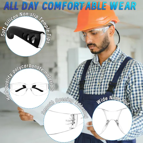 Miniatura 4 de 110 PCS Gafas de Seguridad Transparentes a Granel para Hombres y Mujeres ANSI Z87.1 Gafas Protectoras, Gafas de Seguridad Resistentes a Arañazos e