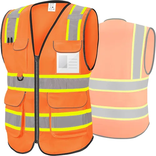Miniatura 30 de TICONN Chaleco de seguridad reflectante de alta visibilidad Clase II de malla para mujeres y hombres Cumple con los estándares ANSI Blanco