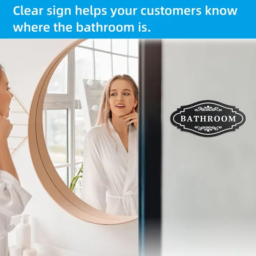 Miniatura 6 de FXRN Adhesivo de baño para negocios y hogar, autoadhesivo, bonita decoración de baño para puerta, letrero de baño unisex o letrero de baño