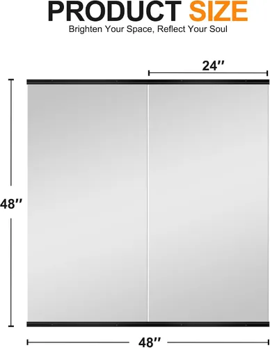 Miniatura 5 de Delma Espejo de gimnasio en casa, 48 x 24 x 2 unidades, vidrio templado grande de cuerpo completo, sin marco, montado en la pared para gimnasio
