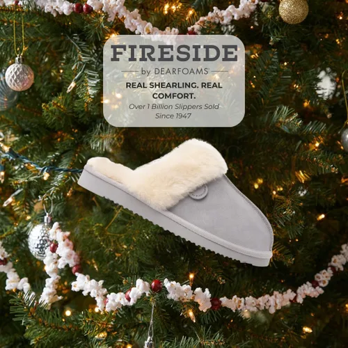Miniatura 111 de Dearfoams Fireside Sydney Pantuflas anchas de piel de oveja para mujer, para interiores y exteriores
