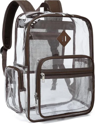 Miniatura 16 de Fuyicat Mochila transparente resistente para niñas, niños, mujeres y hombres, mochila escolar transparente de PVC transparente (negro)