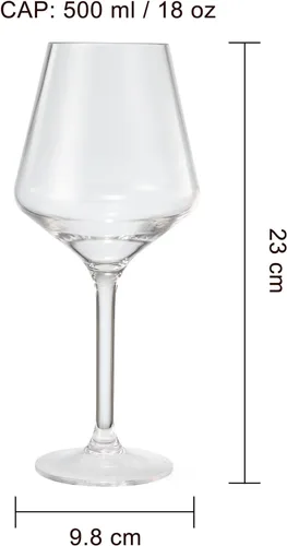 Miniatura 6 de Copas de vino de plástico irrompible de estilo europeo, juego de 4 vasos de vino de acrílico Tritan, irrompible, color transparente, irrompible, sin