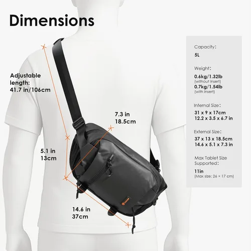 Miniatura 7 de TARION Bolsa Bandolera para Cámara Exterior - Estuche Mensajero Compacto de 5.5L para Sin Espejo - Bolsillo Expandible con Cordón Húmedo/Seco