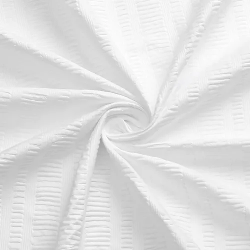 Miniatura 4 de Aiyufeng Moga Cortina de ducha extra larga blanca de 72 x 84 pulgadas, cortina de ducha de tela texturizada en relieve 3D para baño, repelente al