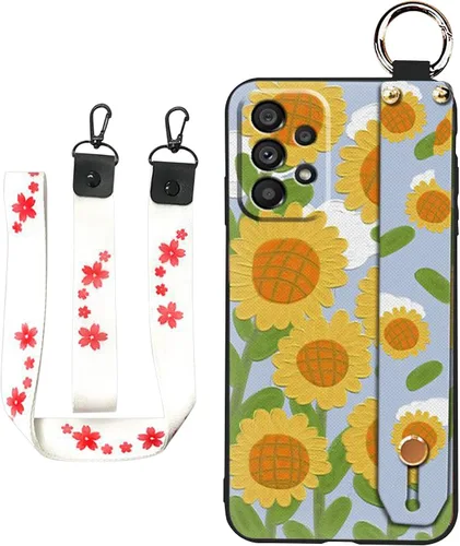 Miniatura 12 de Funda cruzada compatible con Samsung Galaxy A52 5G, con correa para la muñeca, cordón de silicona suave a prueba de golpes, funda protectora