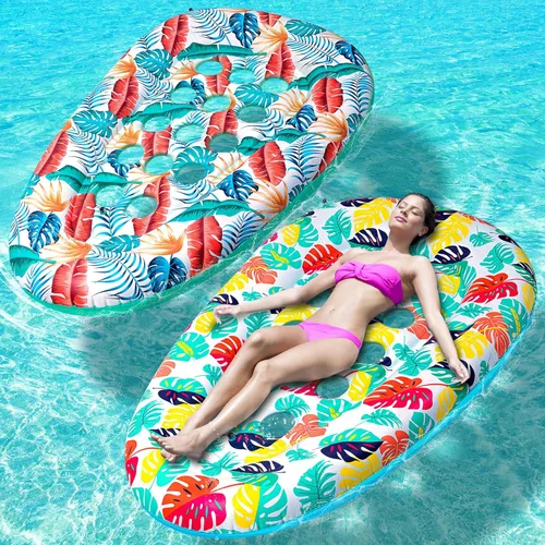 Paquete de 2 flotadores de piscina, flotadores de piscina para adultos, resistentes, balsas de piscina, hamaca de agua, bronceado, juguetes