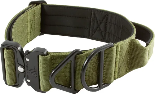 Miniatura 8 de Tacticollar - Collar táctico para perro de 2 pulgadas con asa para perros medianos y grandes, collar de nailon Mil Spec, hebilla de metal de Negro