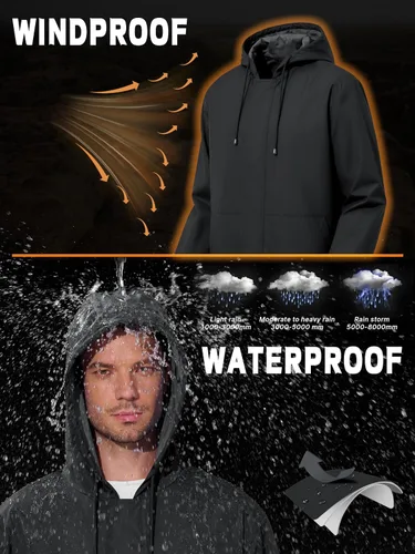 Miniatura 3 de Chaqueta impermeable para hombre, rompevientos, ciclismo, correr, senderismo, golf, viajes, capucha, ligera, plegable