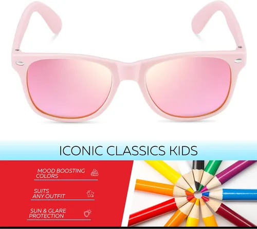 Miniatura 134 de Retro Rewind Lentes de sol para niños y niñas de 3 a 12 años, inastillables, UV400, lentes de sol para niños pequeños